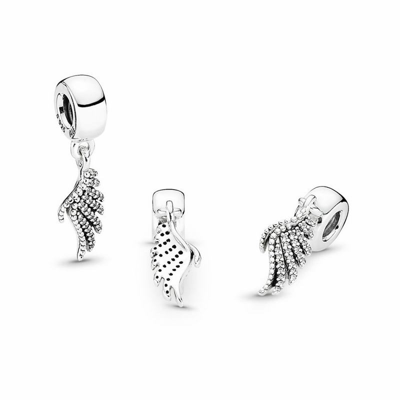 Pandora Majestic Feather Dangle Charm - Sterling Silver/Cubic Zirconia - Canada | VN1713HX